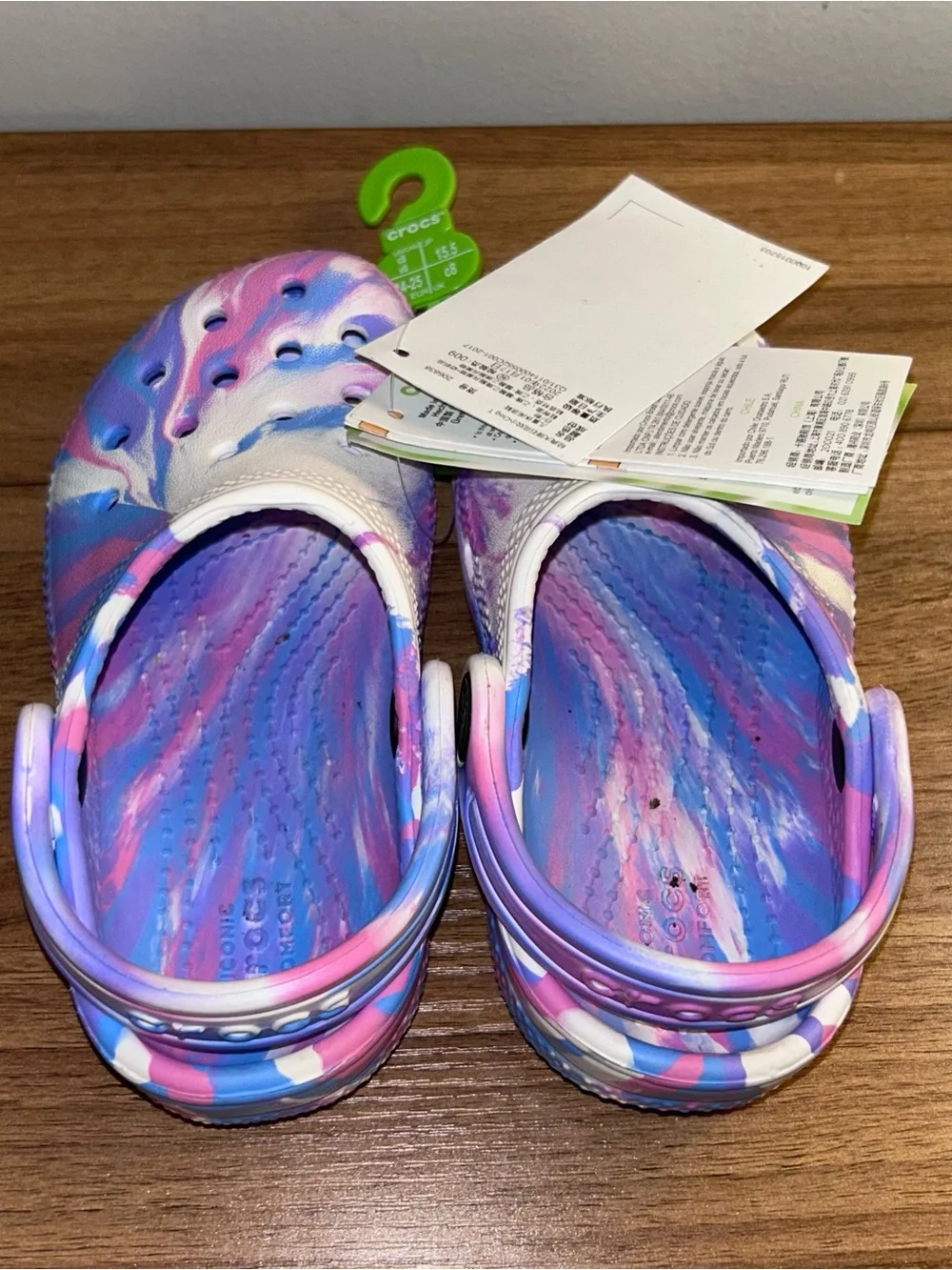 Crocs Classic Marbled Clog Slip On Toddler Size C8 US  White / Pink New